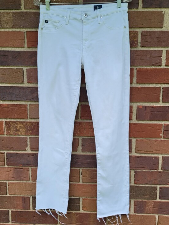 Ag Adriano Goldschmied Denim - AG Adriano Goldschmied The Harper Straight Jeans White Raw Hem Size 28 (29x30)